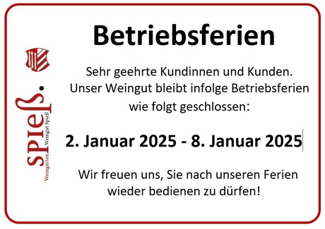 Betriebsferien 2025